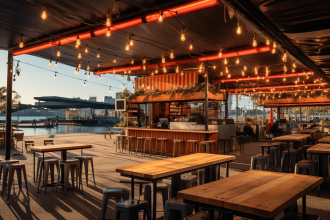Container recyclé utilisé pour un restaurant rapide innovant