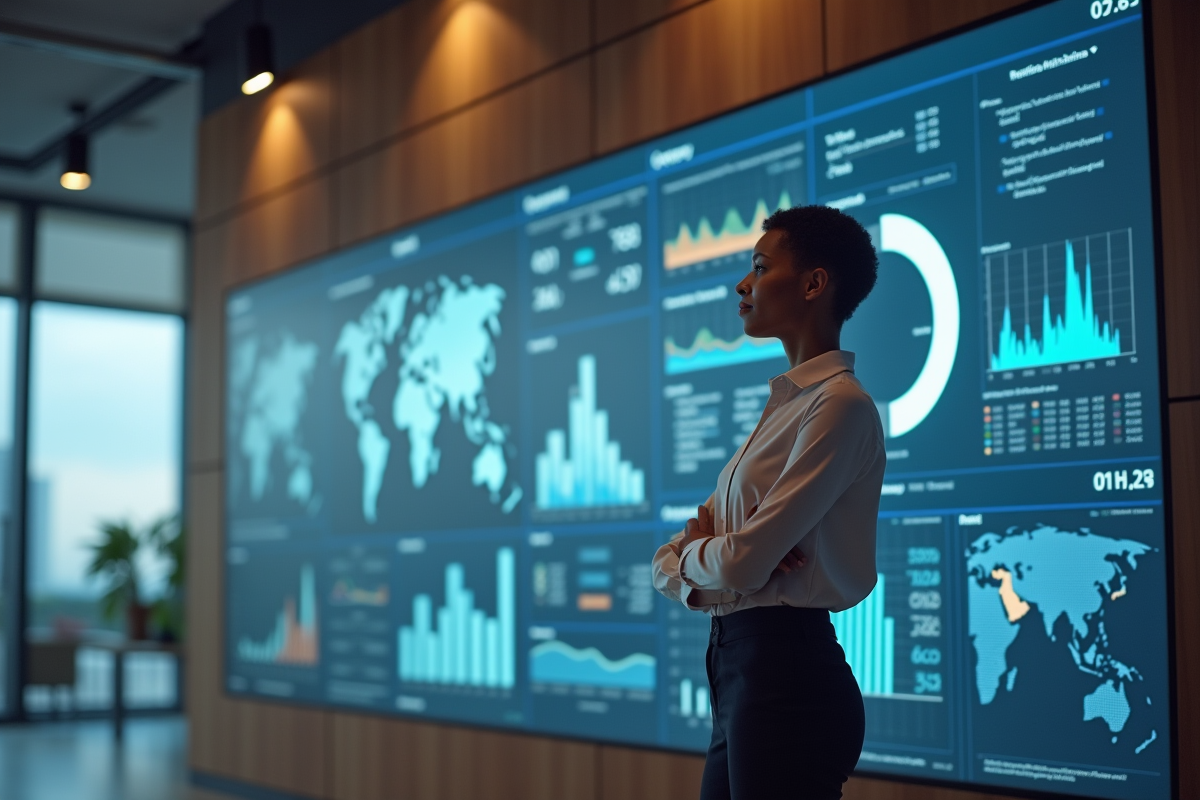 Femme analyste en visualisations de données modernes