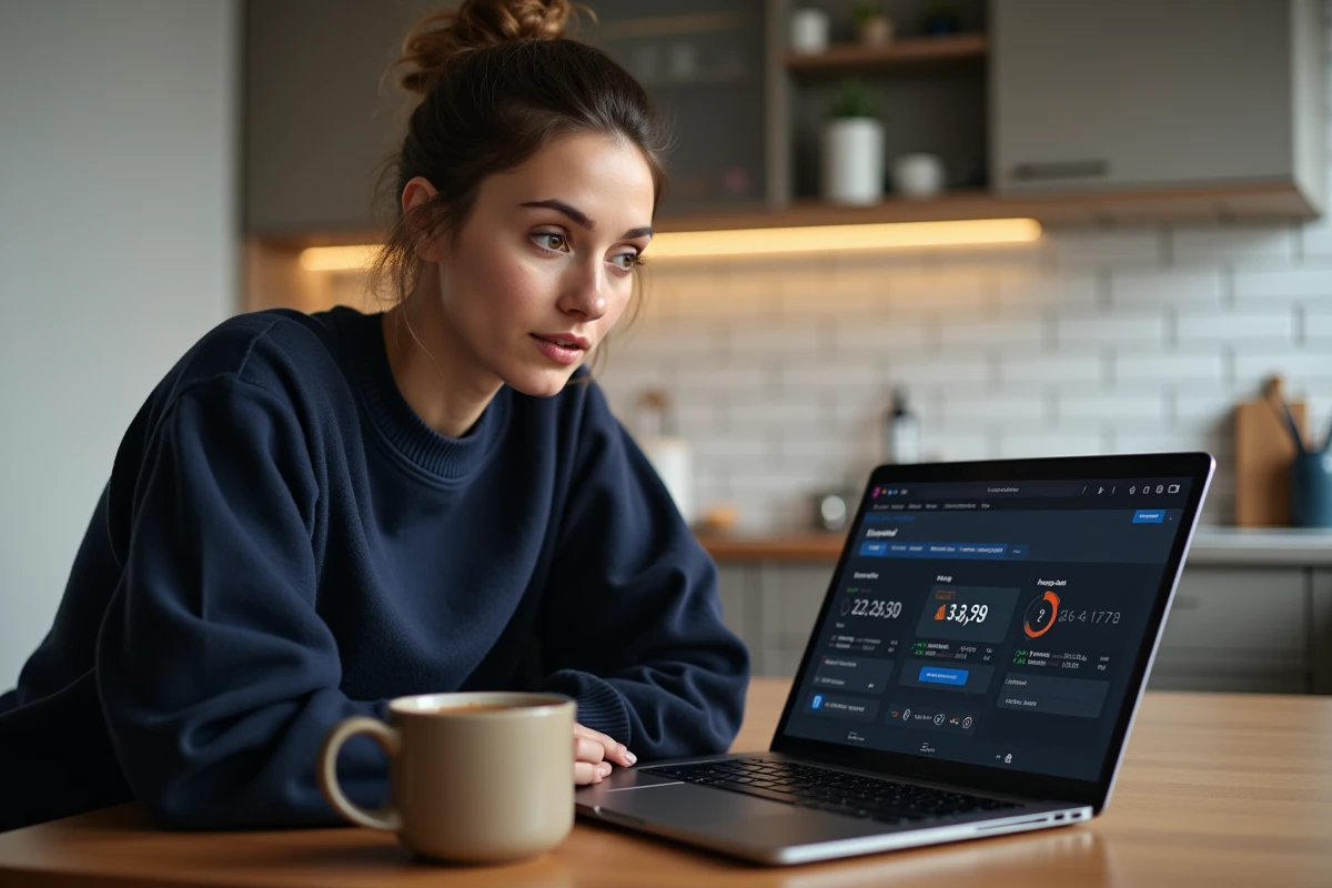 Femme surprise en découvrant son temps total passé sur League of Legends sur un site de statistiques