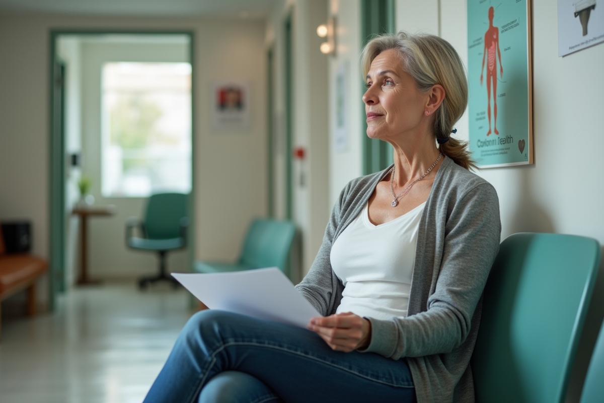 Femme pensante en salle d