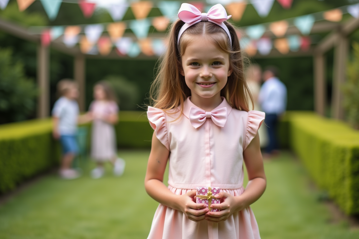 Fille confiante en robe pastel lors d