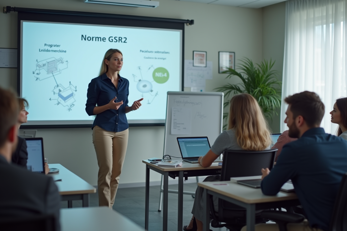 Femme présente une norme GSR2 lors d