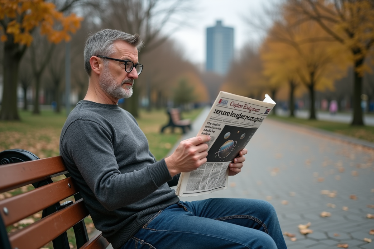 Homme lisant un journal sur l