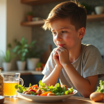 Jeune adulte pensif avec légumes et vitamines pour l article