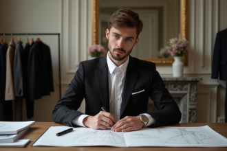 Jeune designer mode en atelier parisien élégant