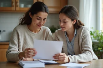 Jeune femme et sa mère discutent de service civique à la maison